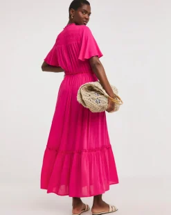 Crinkle Angel Maxi Sleeve Maxi Dress