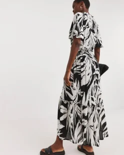 Crinkle Angel Maxi Sleeve Maxi Dress