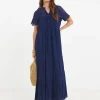 Crinkle Broderie Trim Smock Dress