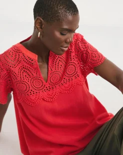 Crinkle Crochet Trim Top