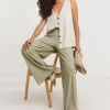 Crinkle Jersey Pull On Wide Leg Trouser