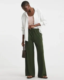 Crinkle Jersey Wide Leg Pull On Trouser