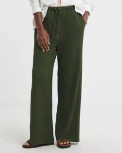 Crinkle Jersey Wide Leg Pull On Trouser