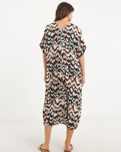 Crinkle Kaftan Overhead Midi Dress