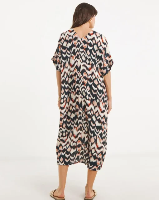 Crinkle Kaftan Overhead Midi Dress