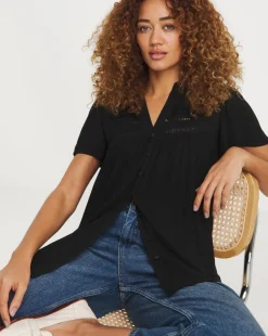 Crinkle Ladder Insert Blouse