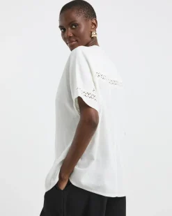 Crochet Trim Linen Mix Popover Top