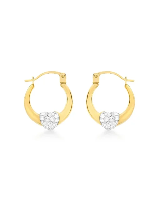 9ct Gold Crystalique Heart Earrings