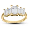 9ct Gold Five Emerald Cut Cubic Zirconia Ring