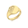 9CT Gold Half-Engraved Round Signet Ring