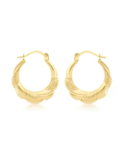 9CT Gold Patterned Scallop-Edge Earrings
