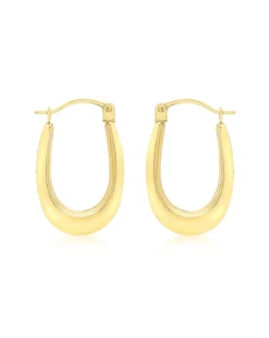9ct Gold Polished Oval Creole Earrings