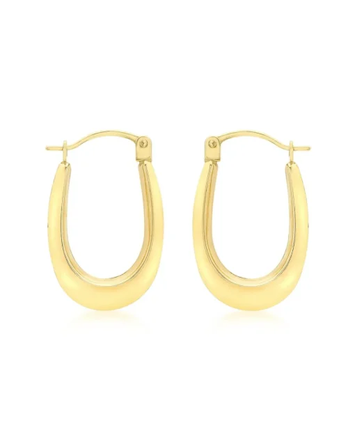 9ct Gold Polished Oval Creole Earrings