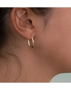 9ct Gold Polished Oval Creole Earrings