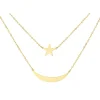 9CT Gold Star & Moon Layered Necklace