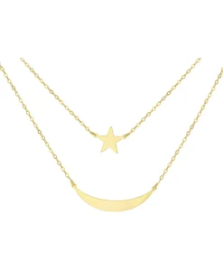 9CT Gold Star & Moon Layered Necklace