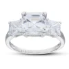 9ct White Gold Cubic Zirconia Trilogy Ring