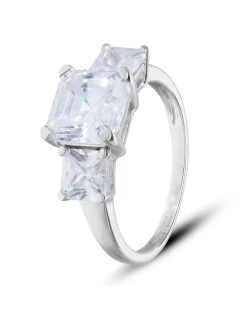 9ct White Gold Cubic Zirconia Trilogy Ring