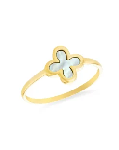 9ct Yellow Gold Clover Mother of Pearl Ring