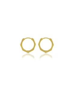 9CT Yellow Gold Hexagon Hoop Earrings