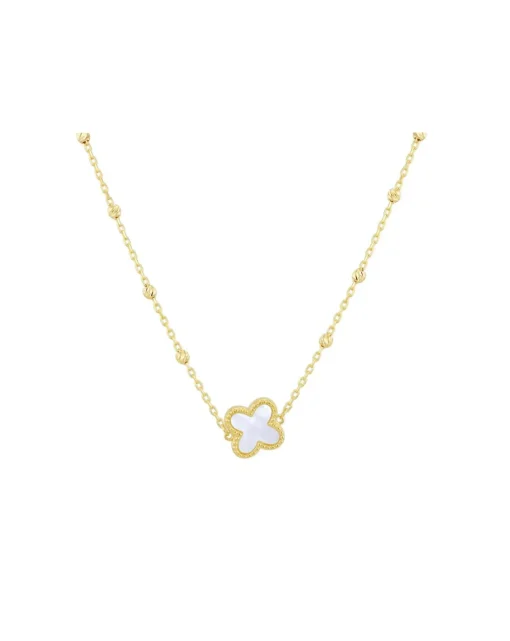 9ct Yellow Gold Mother of Pearl Clover Necklace
