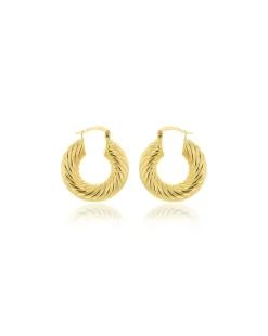 9ct Yellow Gold Thick Twist Hoop Earrings