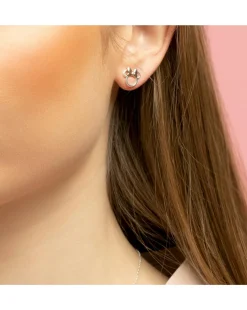 Disney Minnie Mouse Sterling Silver Stud Earrings with Rose Gold Bow