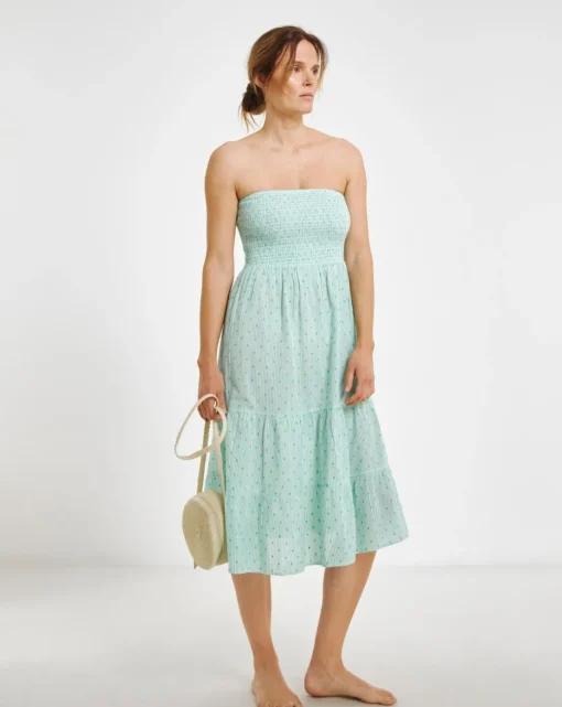 Dobby Bandeau Cotton Beach Dress