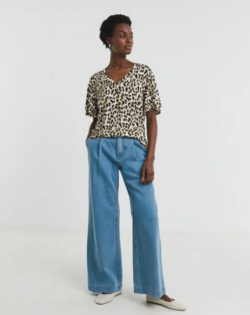 Double Angel Sleeve V Neck Top