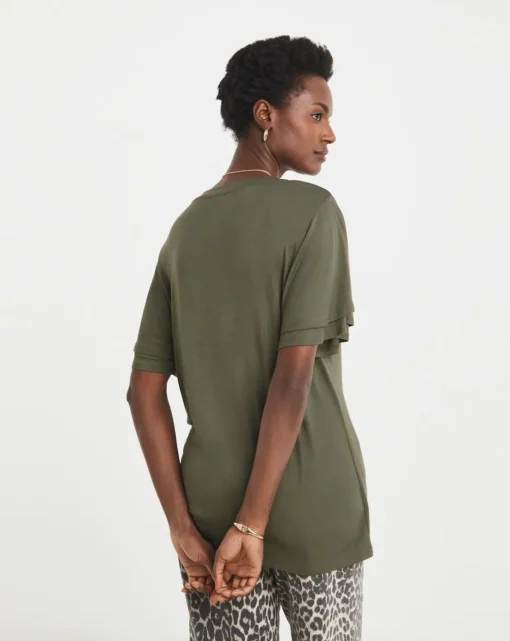 Double Angel Sleeve V Neck Top