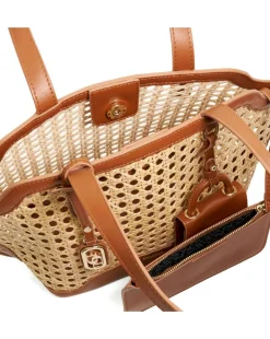 Dune Dinidecided Long Handle Rattan Shoulder Bag