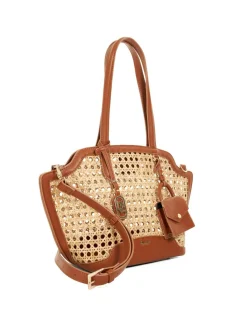 Dune Dinidecided Long Handle Rattan Shoulder Bag