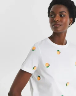 Embroidered Peach T-Shirt