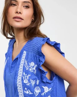 Figleaves Frida Blue Embroidered Beach Dress