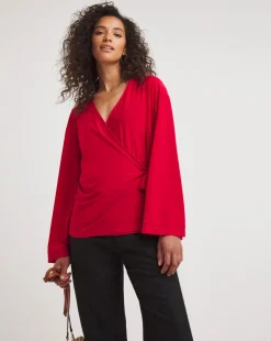 Flared Sleeve Wrap Top