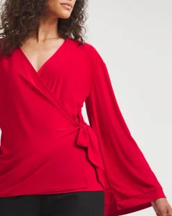Flared Sleeve Wrap Top