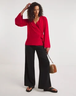 Flared Sleeve Wrap Top