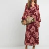 Frill Collar Printed Maxi Dress