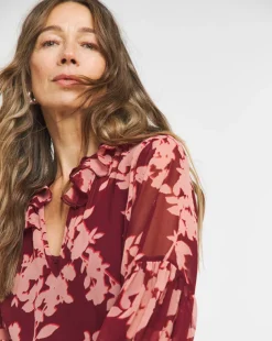 Frill Collar Printed Maxi Dress