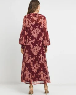 Frill Collar Printed Maxi Dress