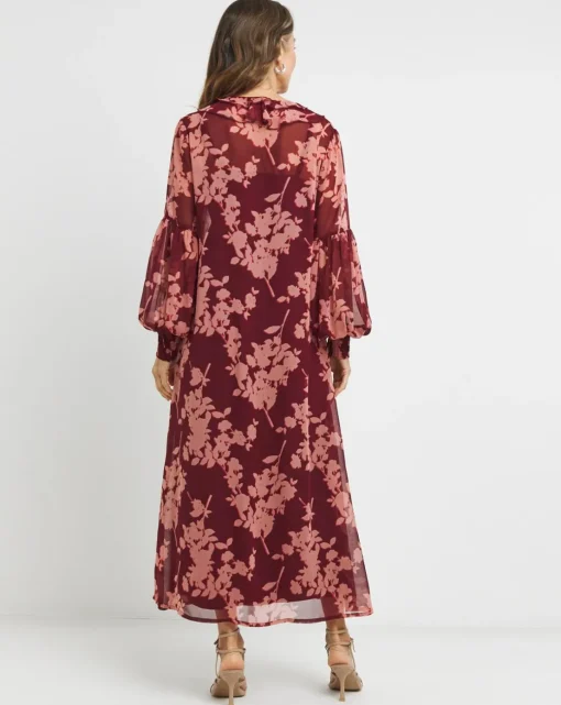Frill Collar Printed Maxi Dress