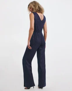 Glitter Stripe Plunge Jumpsuit