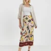 Graphic Print Midi Wrap Skirt