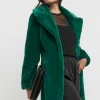 Green Plush Faux Fur Coat