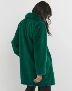 Green Plush Faux Fur Coat