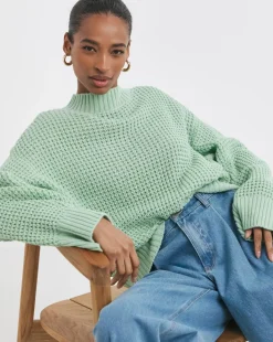 Green Waffle Jumper