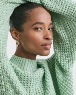 Green Waffle Jumper