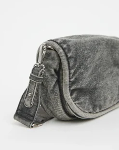 Grey Denim Soft Volume Crossbody Bag