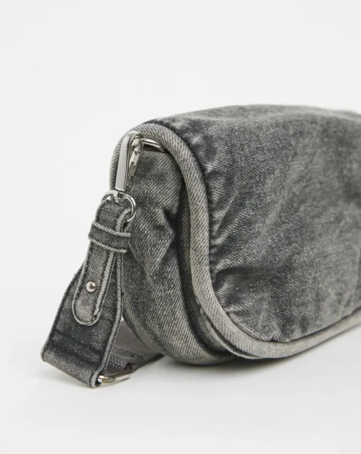 Grey Denim Soft Volume Crossbody Bag