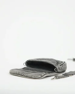 Grey Denim Soft Volume Crossbody Bag